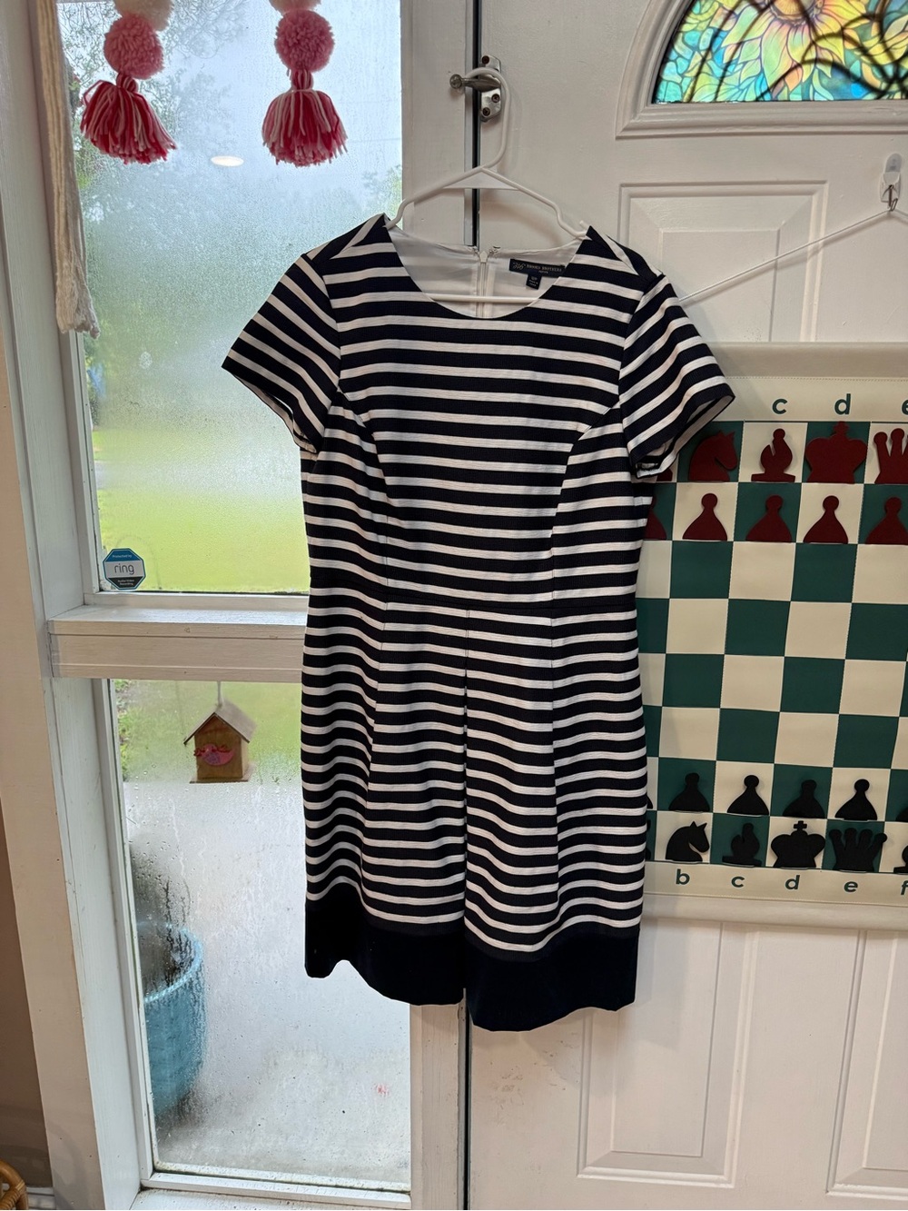Brooks Brothers Navy and White Striped Short Sleeve Dress